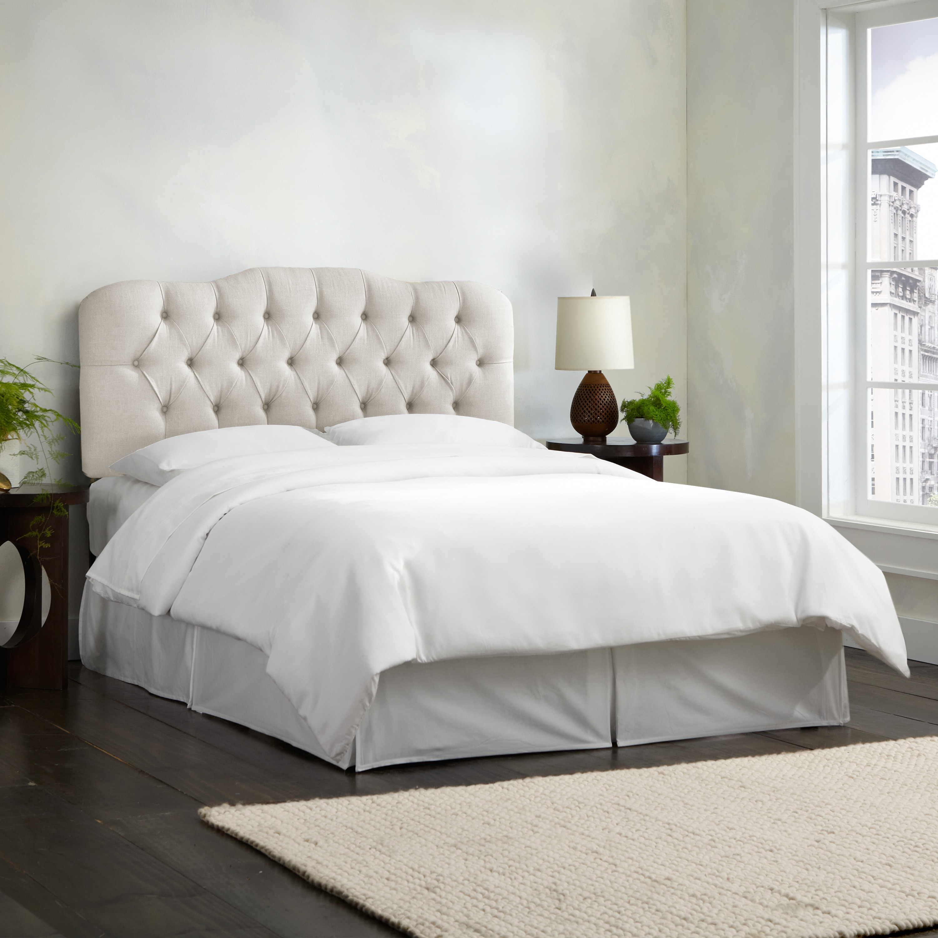 Skyline Furniture Linen Upholstered Talc Diamond Tufted Headboard Skyline Furniture Linen Upholstered Talc Diamond Tufted Headboard