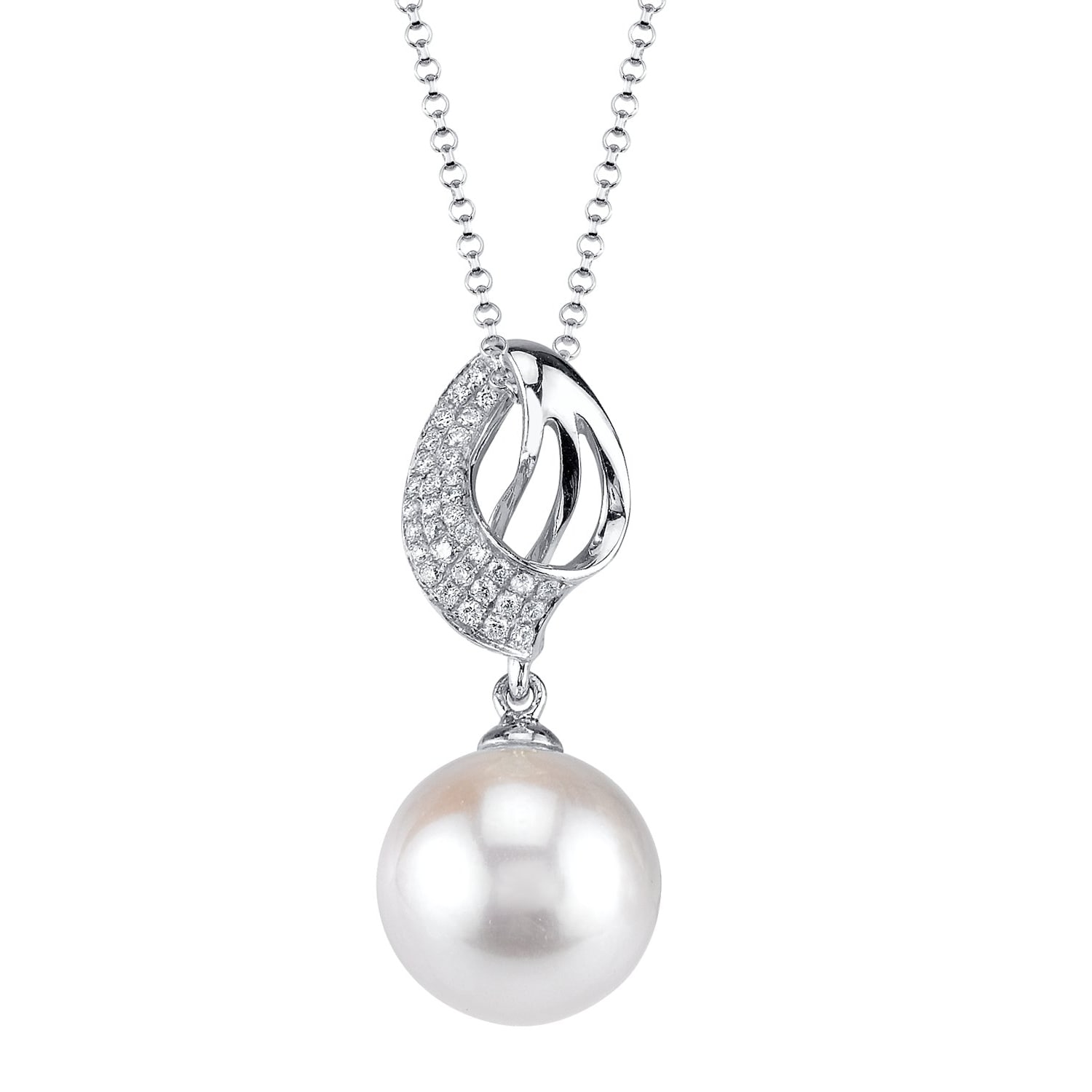Radiance Pearl 18k Gold White South Sea Pearl 1/8ct Tdw Diamond Pendant (9-10mm, 10-11 Mm) (white Go