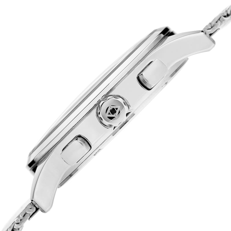 Akribos XXIV Men's Swiss Quartz Multifunction Dual Time Stainless Steel Silver-Tone Bracelet Watch - silver