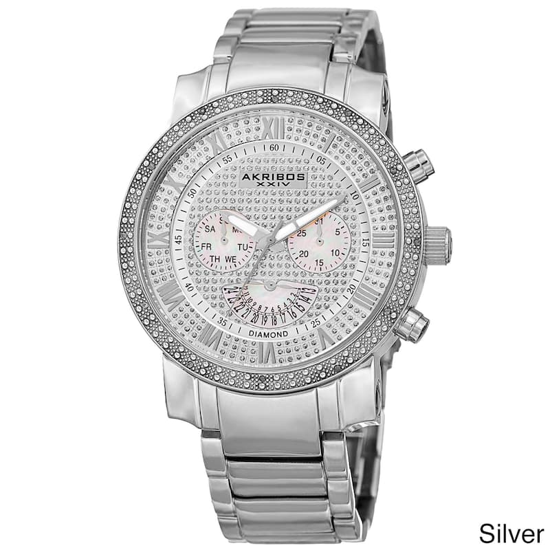 Akribos XXIV Men's Multifunction Stainless Steel Watch with Bracelet - silver