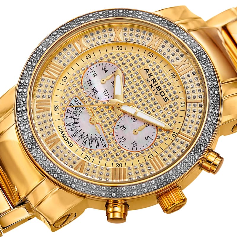 Akribos XXIV Men's Multifunction Stainless Steel Watch with Bracelet