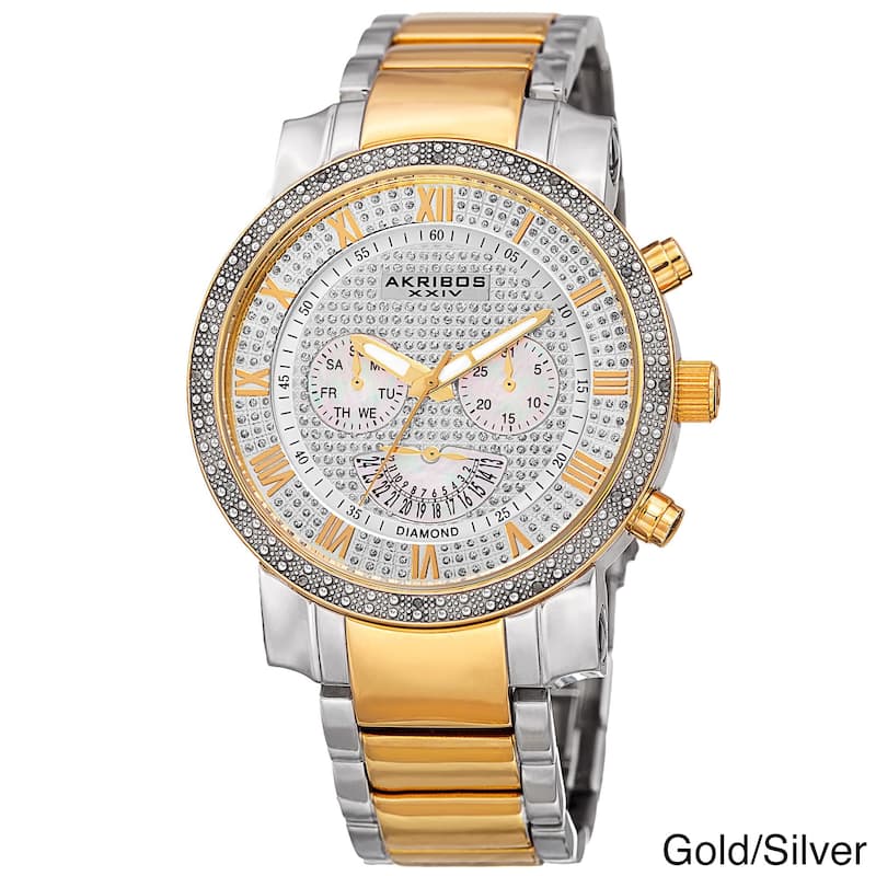 Akribos XXIV Men's Multifunction Stainless Steel Watch with Bracelet - Gold / Silver