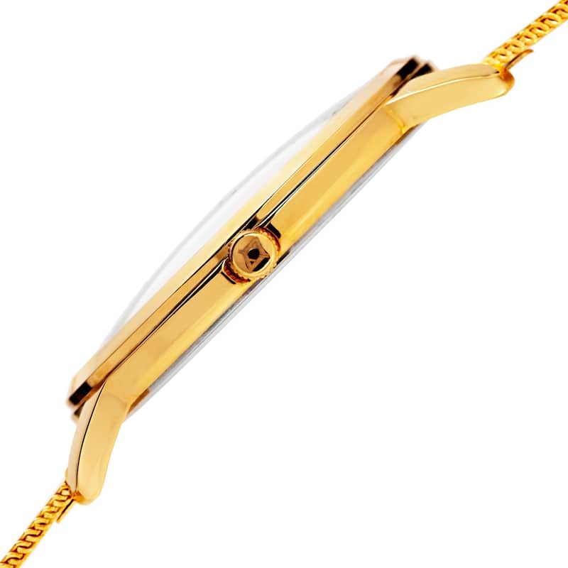 Akribos XXIV Men's Swiss Quartz Date Aperture Stainless Steel Gold-Tone Bracelet Watch - Gold