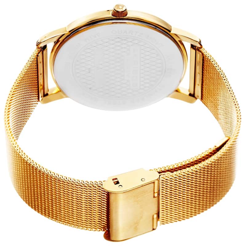Akribos XXIV Men's Swiss Quartz Date Aperture Stainless Steel Gold-Tone Bracelet Watch - Gold