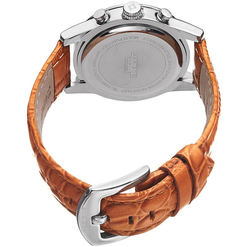 Akribos XXIV Women's Swiss Quartz Multifunction Watch with Leather Strap