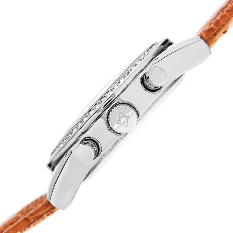 Akribos XXIV Women's Swiss Quartz Multifunction Watch with Leather Strap