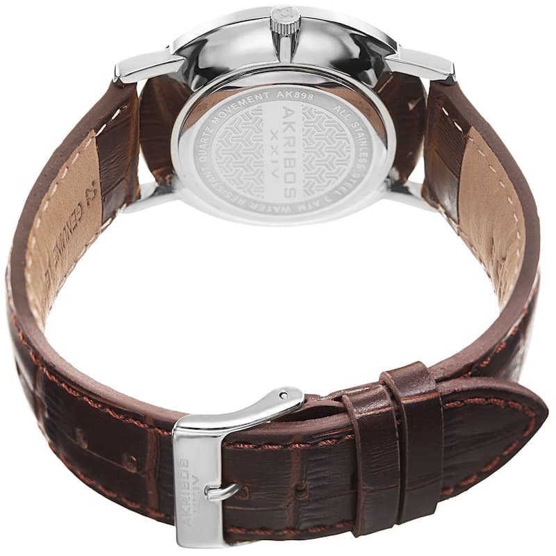 Akribos XXIV Men's Movement Retrograde Day/ Day Watch with Leather Strap
