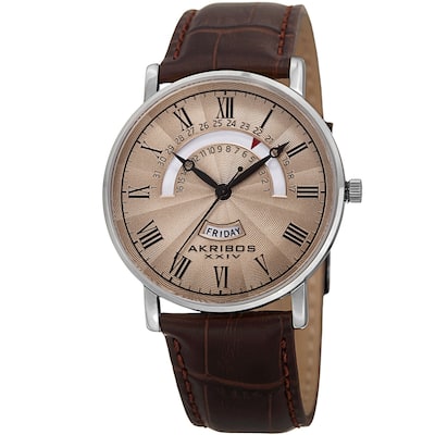 Akribos XXIV Men's Movement Retrograde Day/ Day Watch with Leather Strap