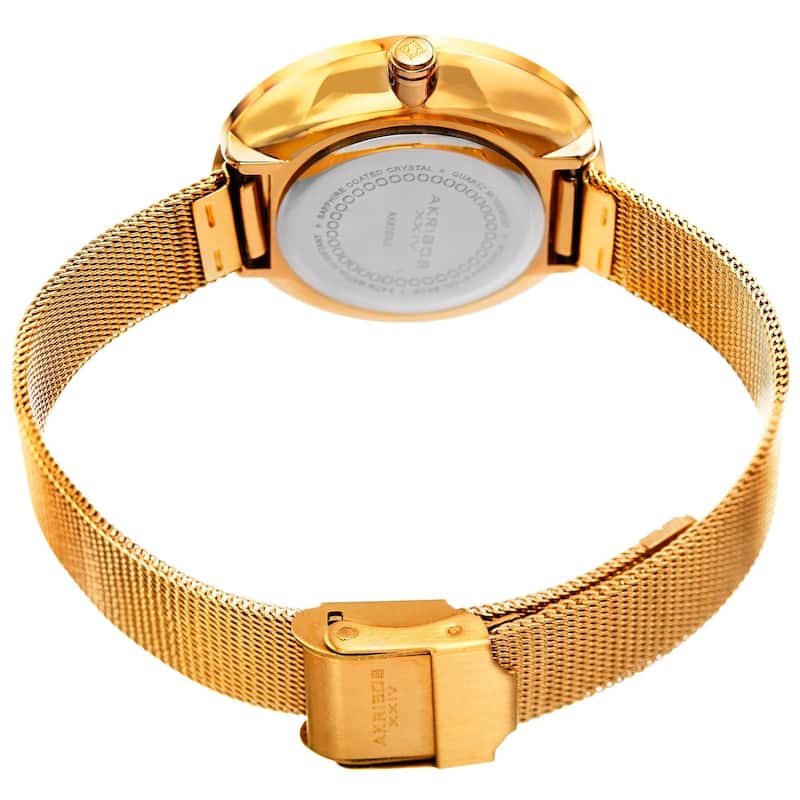Akribos XXIV Women's Quartz Diamond Stainless Steel Gold-Tone Bracelet Watch - Gold