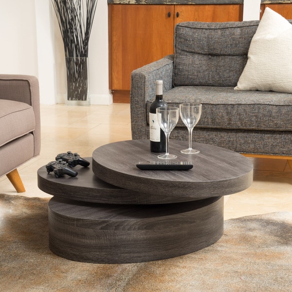 Shop Carson Oval Mod Rotating Wood Coffee Table By Christopher Knight Home Sale Free