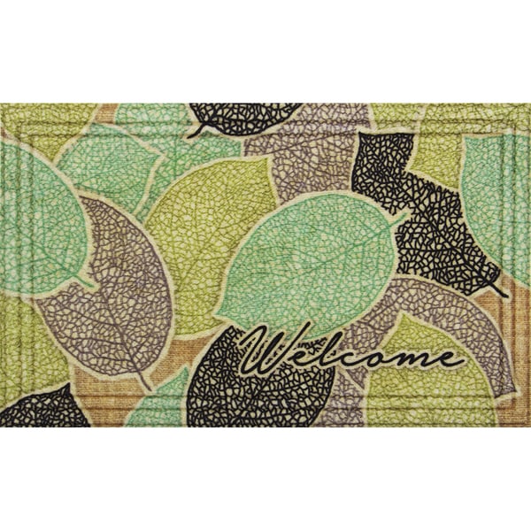 Naturelles Burlap Leaves Brown Door Mat (18 x 30) - 1'5 x 2'5