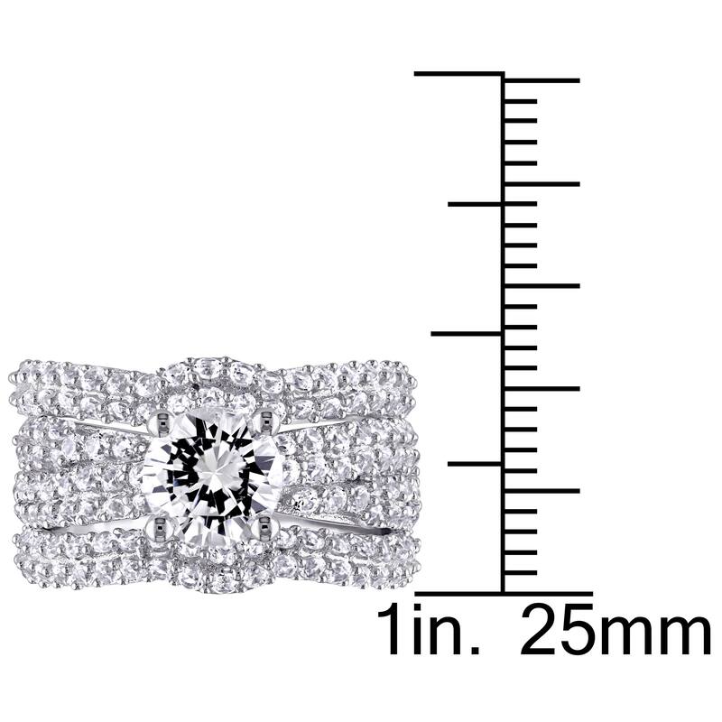 Miadora Sterling Silver Created White Sapphire 3-Piece Bridal Set