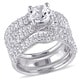preview thumbnail 1 of 4, Miadora Sterling Silver Created White Sapphire 3-Piece Bridal Set 5