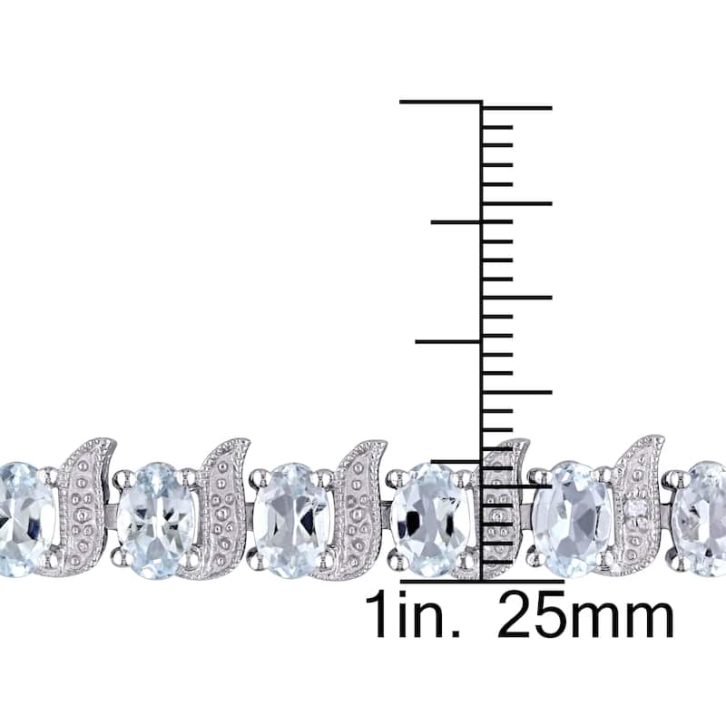 Miadora Sterling Silver Aquamarine and Diamond Accent Tennis Bracelet - Blue