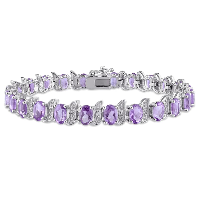 Miadora Sterling Silver Amethyst and Diamond Accent Tennis Bracelet