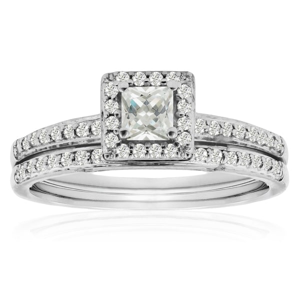 1-1/2 CT. T.W. Princess-Cut Diamond Double Frame Bridal ...