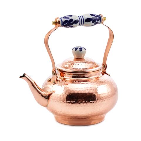 Old Dutch Solid Copper 2 qt. Tea Kettle with Ceramic Handle