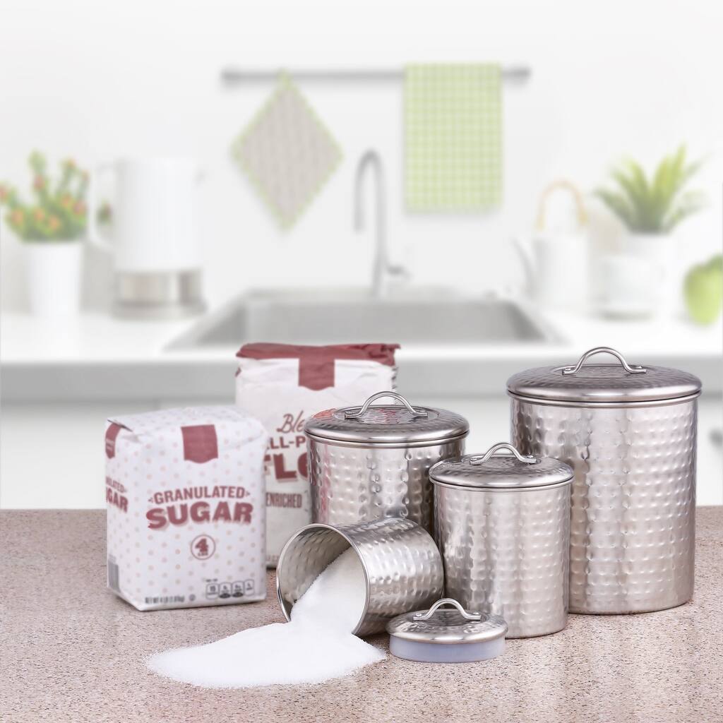 Old Dutch Hammered Brushed Nickel 4-piece Canister Set