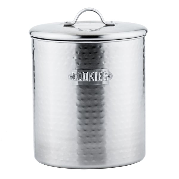 Hammered Brushed Nickel 4 quart Cookie Jar