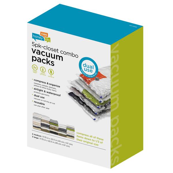 Honey Can Do 5 Pack Closet Vacuum Pack Combo Overstock 10547140