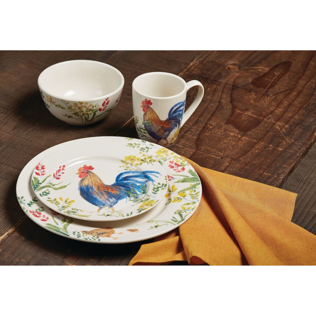 Paula Deen Dinnerware Garden Rooster 16-Piece Stoneware Dinnerware Set