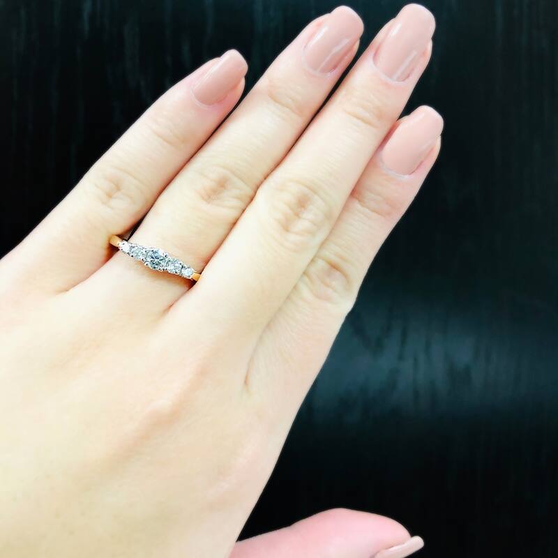 Auriya Round 1/2ctw 5-Stone Diamond Wedding Band 14k Two-tone Gold
