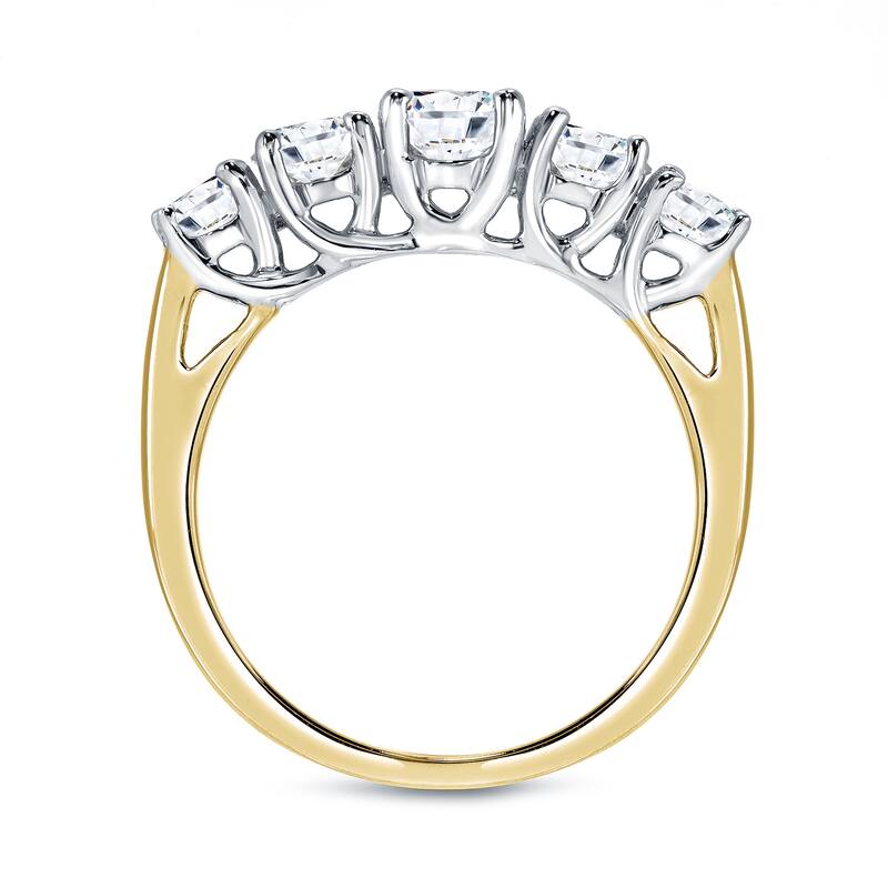 Auriya Round 1/2ctw 5-Stone Diamond Wedding Band 14k Two-tone Gold