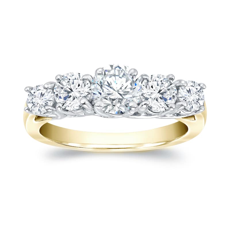 Auriya Round 1/2ctw 5-Stone Diamond Wedding Band 14k Two-tone Gold