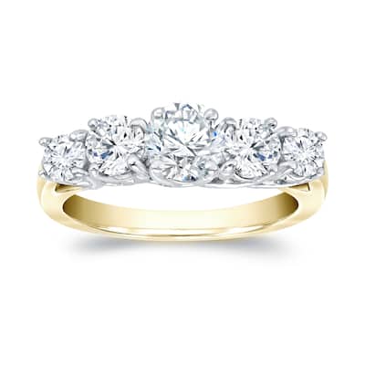 Auriya Round 1/2ctw 5-Stone Diamond Wedding Band 14k Two-tone Gold
