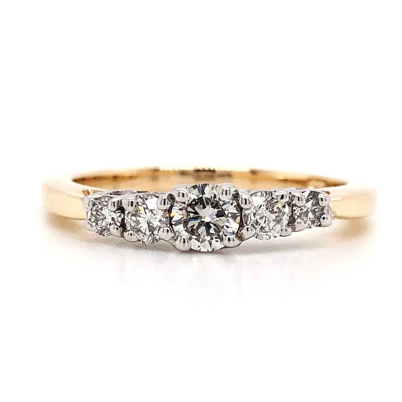 Auriya Round 1/2ctw 5-Stone Diamond Wedding Band 14k Two-tone Gold