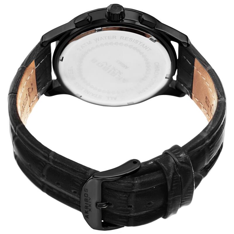 Akribos XXIV Men's Swiss Quartz Chronograph Leather Strap Watch