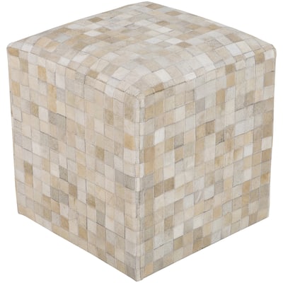 Checkered Asyut Square Hair On Hide Pouf