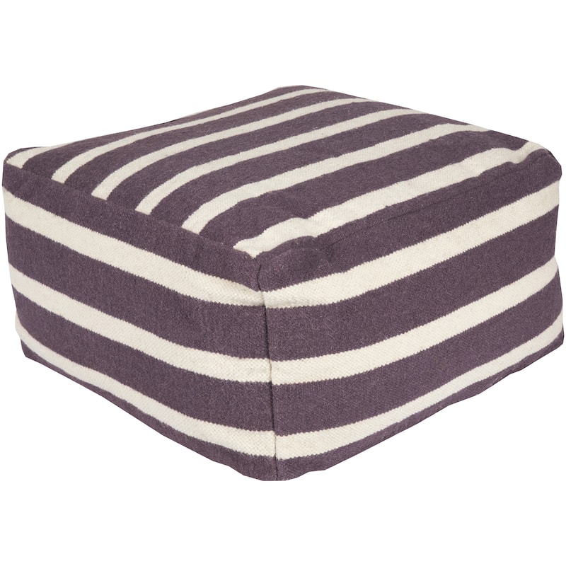 Striped Suez Square Wool 24-inch Pouf