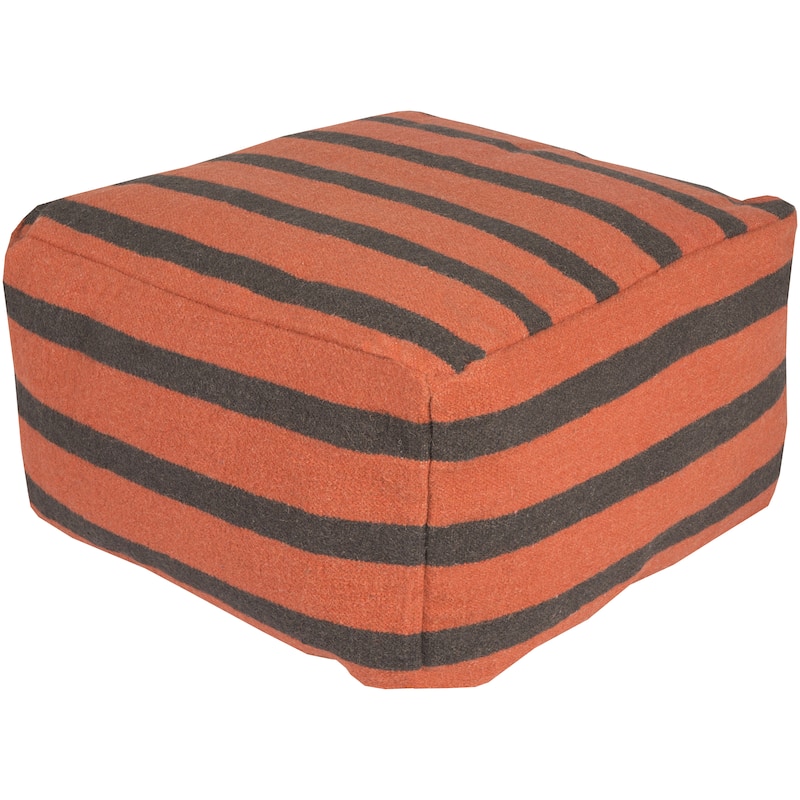 Striped Suez Square Wool 24-inch Pouf