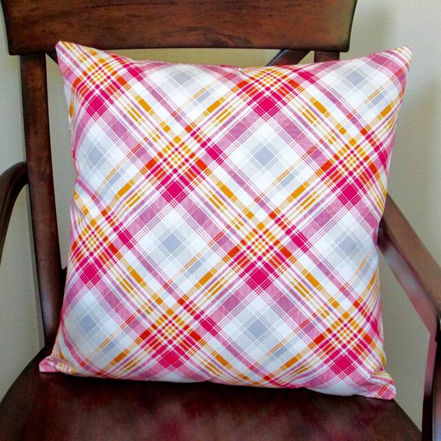 Artisan Pillows Indoor 20-inch Notting Hill Plaid Tartan Pink or Aquamarine 20-inch Throw Pillow Cover - Pink