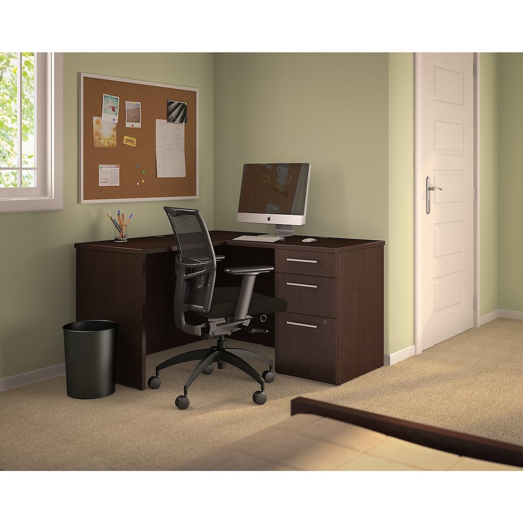 300 Series Shell Desk in L-Configuration, 3 Drawer Pedestal