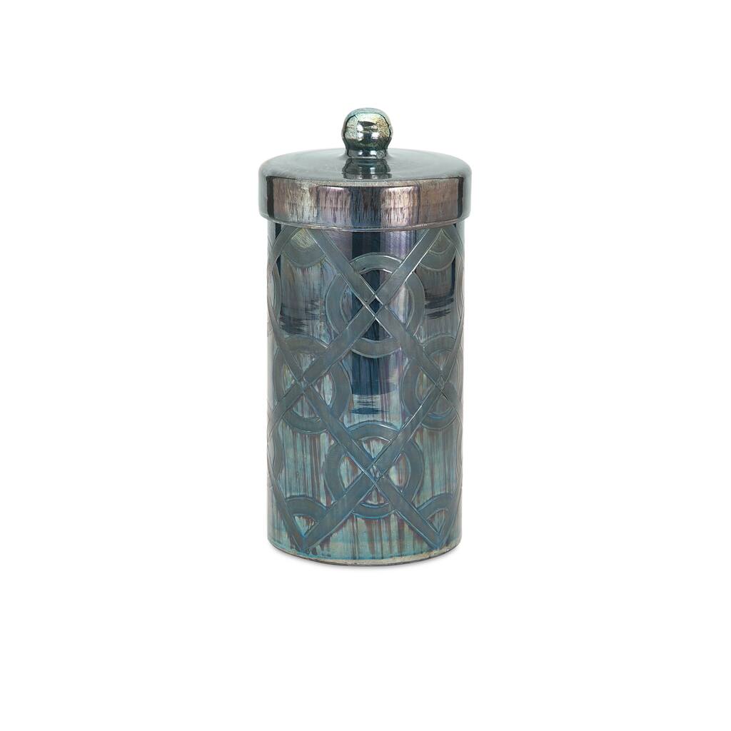 Piper Blue Small Etched Canister