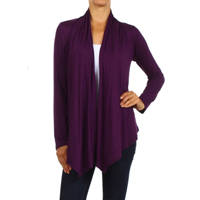 purple open front cardigan