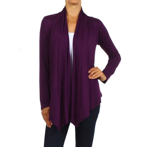 MOA Collection Women's Solid Color Open Front Cardigan - Free ...