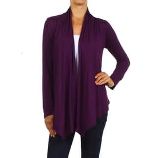 MOA Collection Women's Solid Color Open Front Cardigan