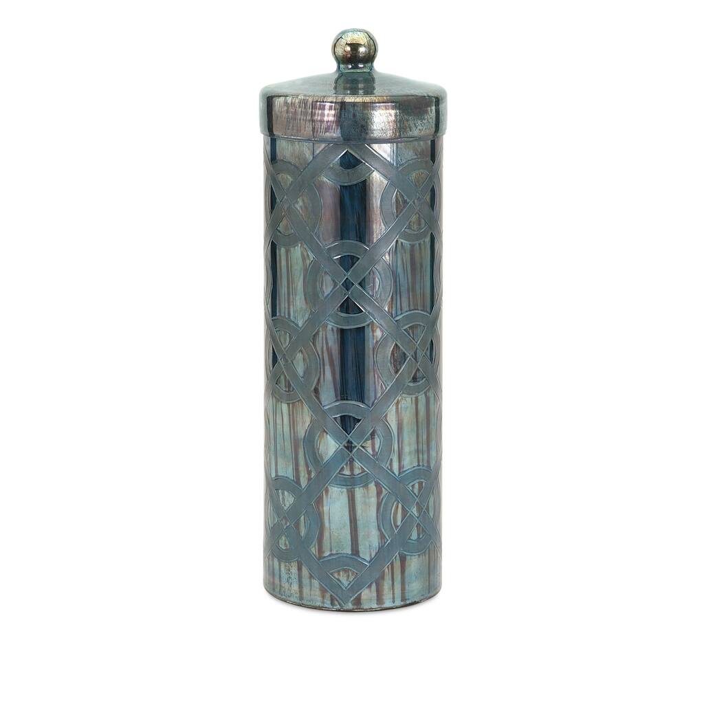 Piper Blue Large Etched Canister