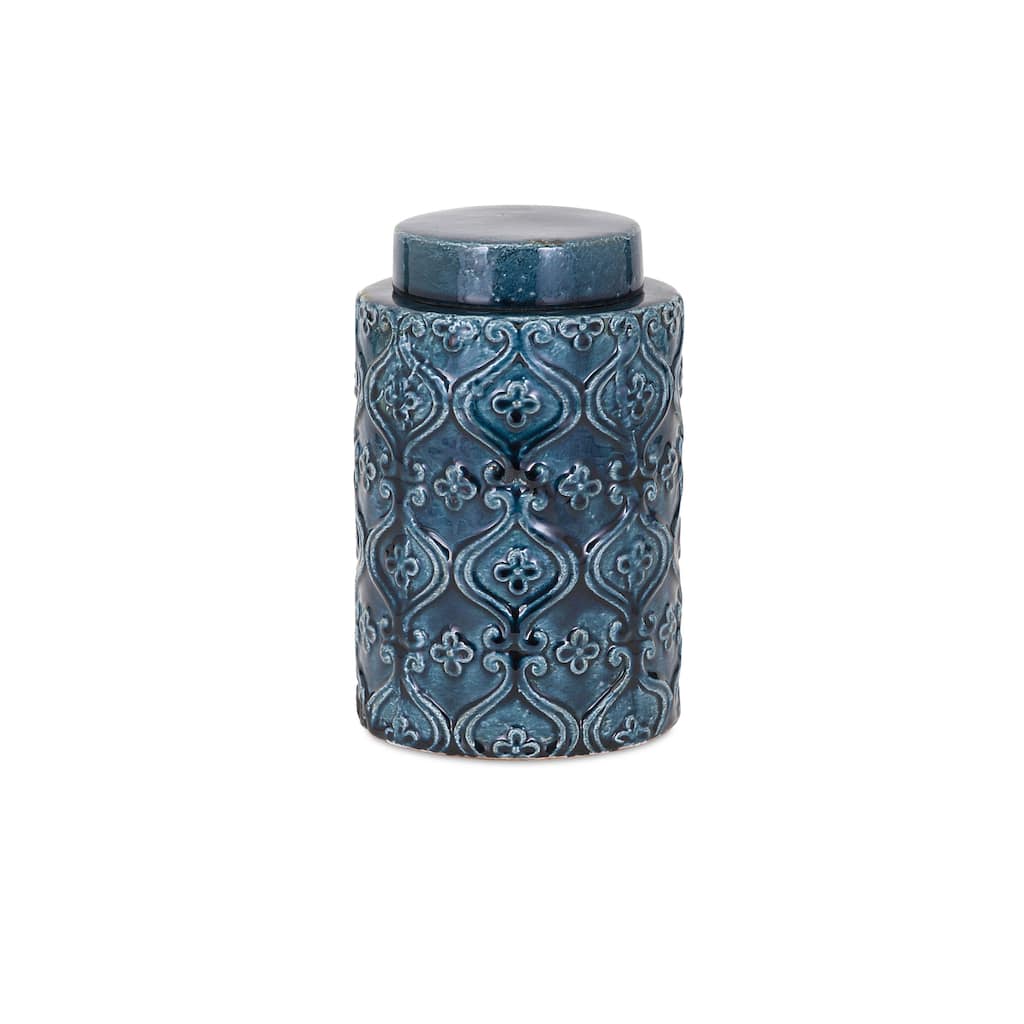 Iris Blue Small Ceramic Canister
