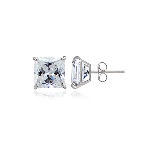 Icz Stonez 14k Gold 5mm 1.5ct Square Cubic Zirconia Stud Earrings