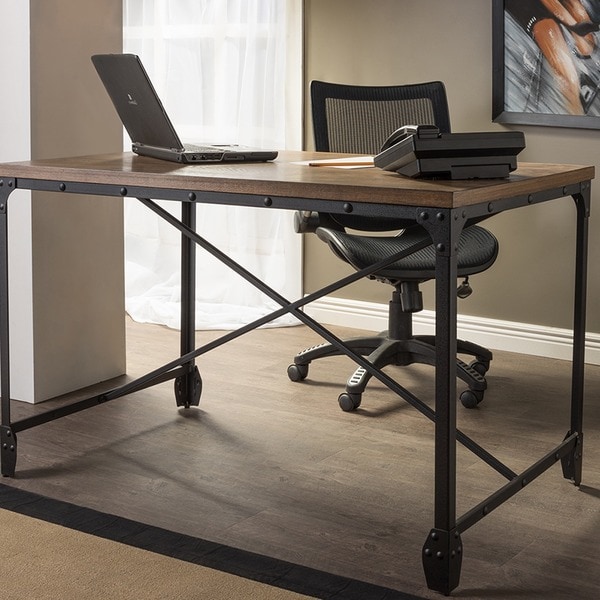 Carbon Loft Edelman Antique Bronze Wood Metal Home Office Desk Carbon Loft Edelman Antique Bronze Wood Metal Home Office Desk
