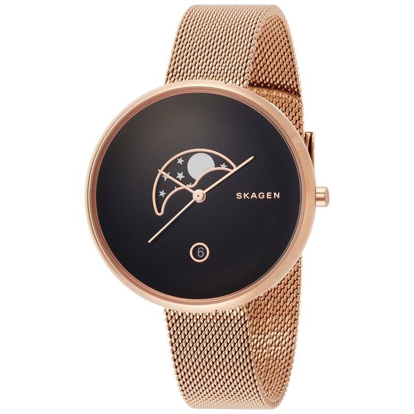 Skagen Womens SKW2371 Gitte Moon Phase Rose Tone Stainless Steel