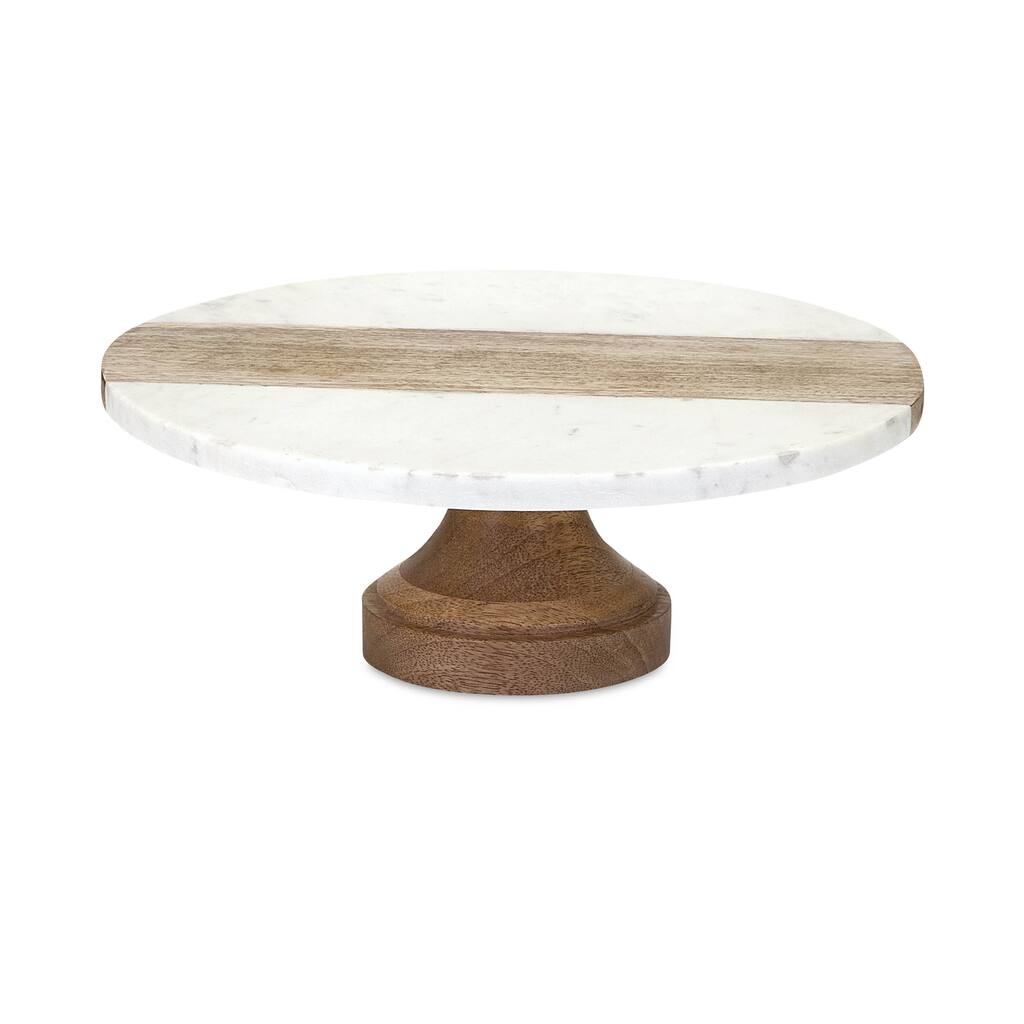 Poppy Marble and Wood Cake Stand