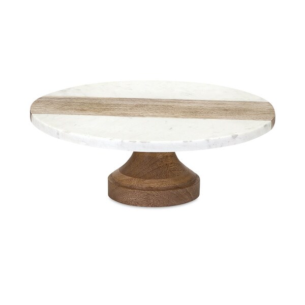 Shop Poppy Marble and Wood Cake Stand Free Shipping Today Overstock