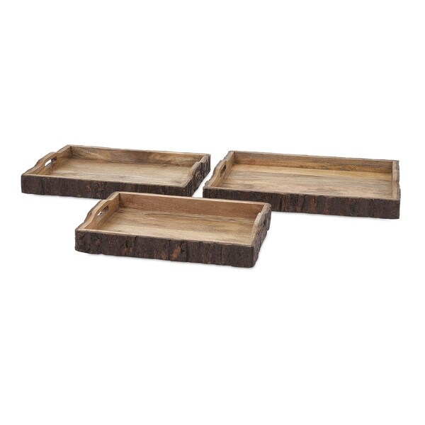 Nakato Wood Bark Serving Trays (Set of 3)