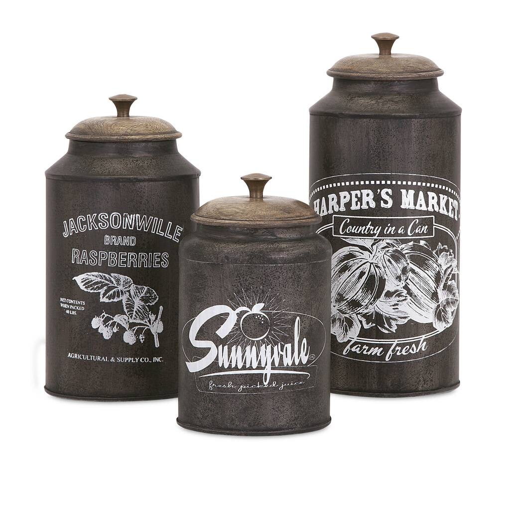 Customary Darby Metal Canisters - Set of 3