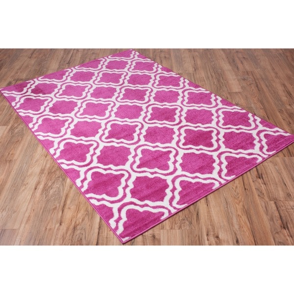 Star Bright Collection Well-woven Bright Modern Lattice Trellis Geometric Olefin Area Rug (7'10 x 10'6)